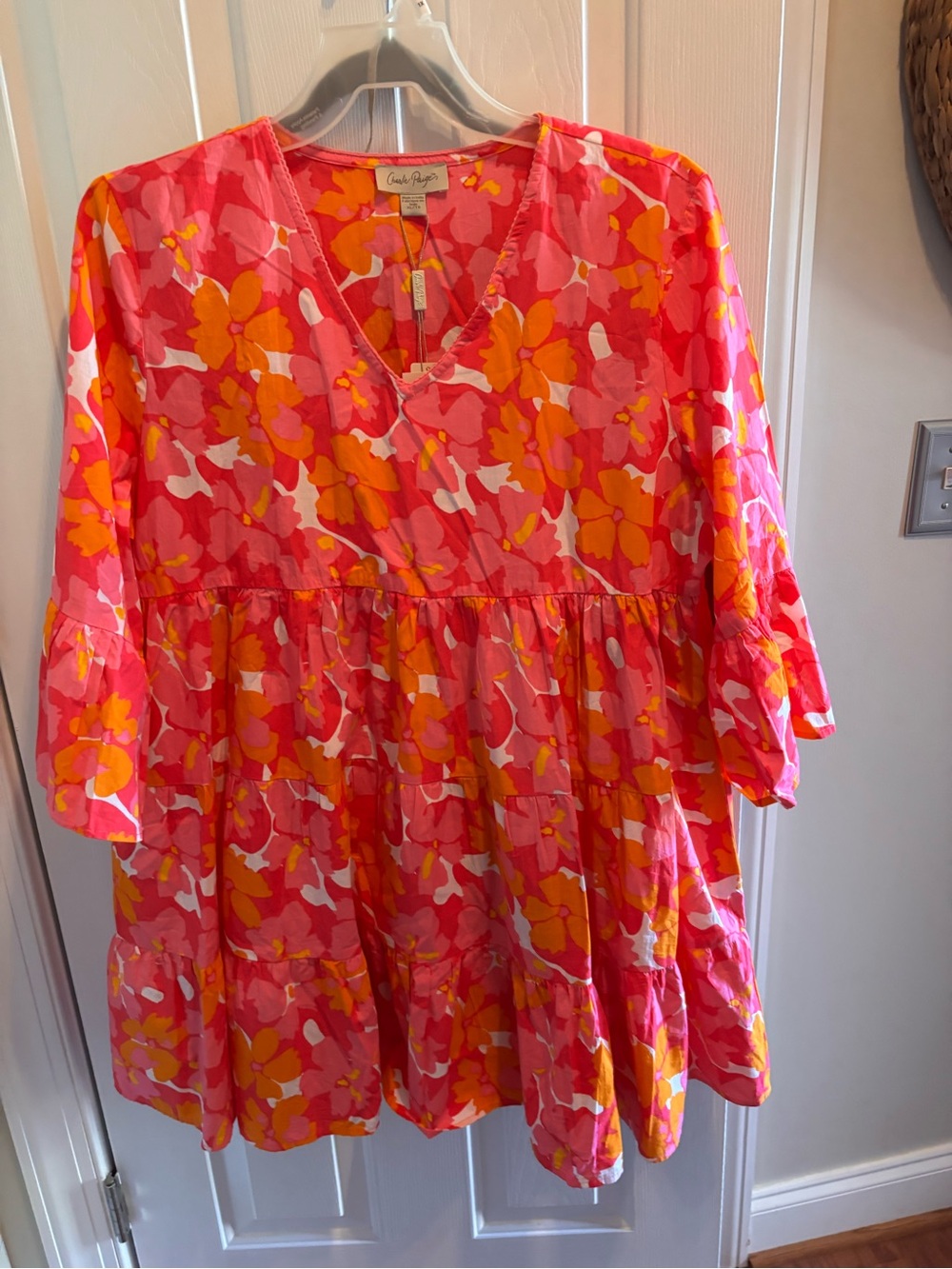 Ladies XL Charlie Paige Pink Orange Floral Dress